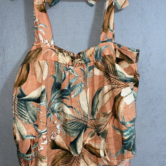 a.n.a Women's Lila Tropical Print With Shoulder Tie‎ Tank Top Size L NWT - Picture 4 of 11